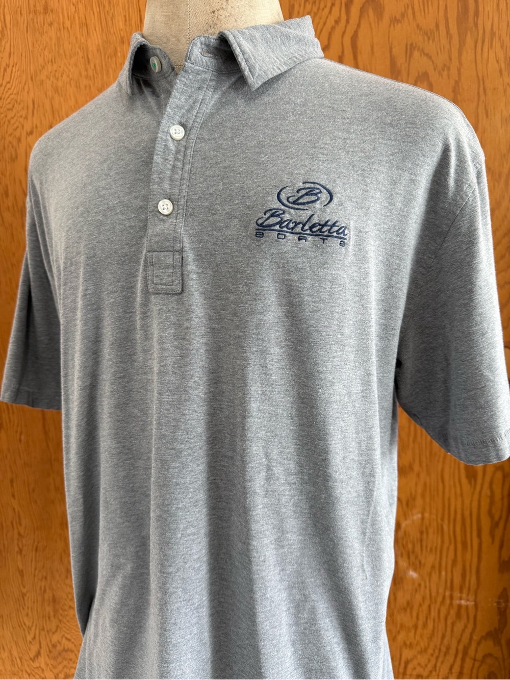 Men's Size XL Barletta Boats Luxury Pontoons Grey Gray Polo Shirt